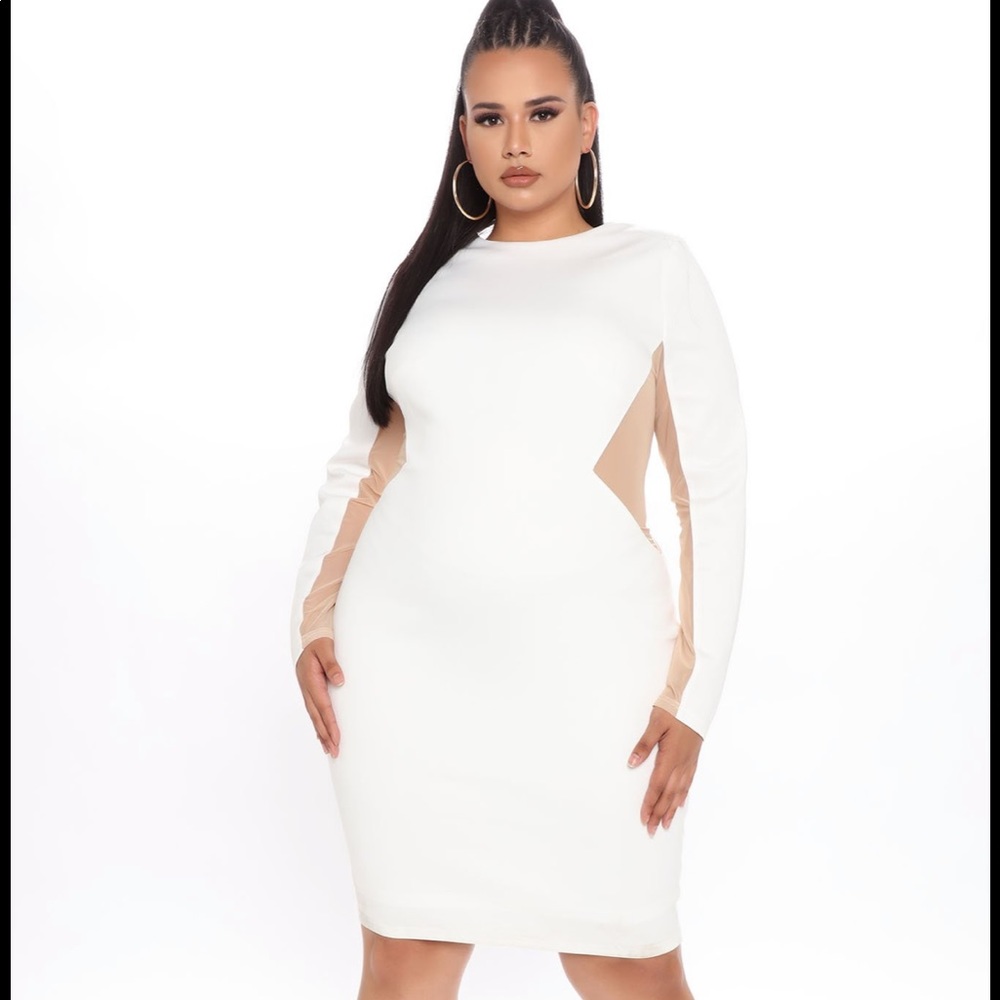 Seal The Deal Midi Dress - White/Nude